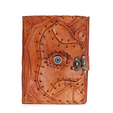 Evil Eye Notizbuch Hellbraun 160 Seiten Büttenrand Vintage 17x12,5 cm