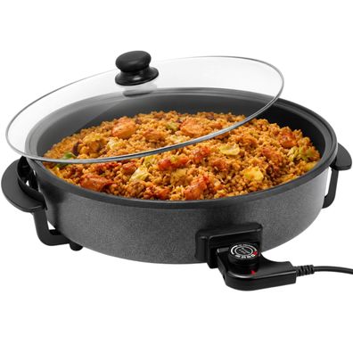 SHOV XXL Pizzapfanne Ø42 cm | Hitzebeständiger Glasdeckel & Thermostat