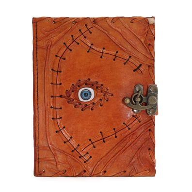 Evil Eye Notizbuch Hellbraun 160 Seiten Büttenrand Vintage 20x15 cm