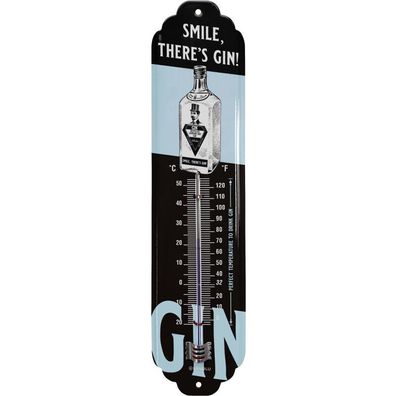 LANOLU Wandthermometer Gin 7x28cm Retro Vintage Deko Thermometer