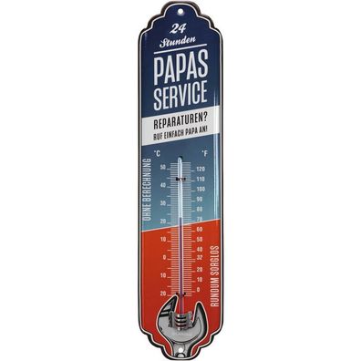LANOLU Wandthermometer Papas Service 7x28cm Retro Werkstatt Deko