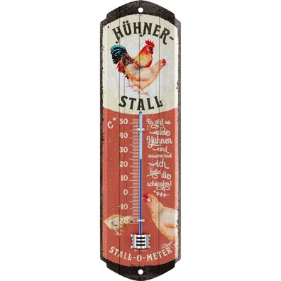 LANOLU Wandthermometer Hühnerstall 8x28cm Retro Vintage Deko