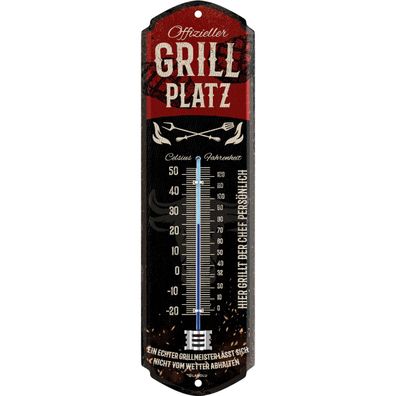 LANOLU Wandthermometer Grillplatz 8x28cm Retro Grill Deko Thermometer