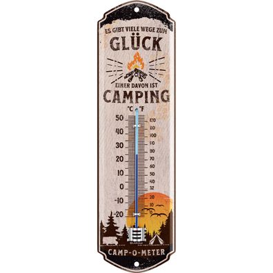 LANOLU Wandthermometer Camping 8x28cm Retro Camper Deko Thermometer