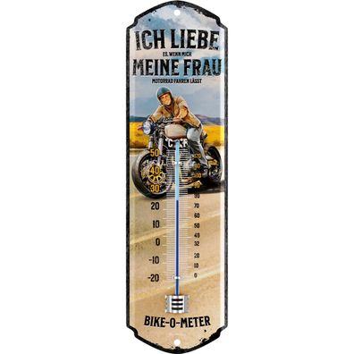 LANOLU Wandthermometer Bike-O-Meter 8x28cm Retro Biker Deko