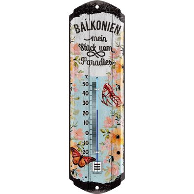 LANOLU Wandthermometer Balkonien 8x28cm Retro Balkon Deko Thermometer