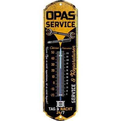 LANOLU Wandthermometer Opas Service 8x28cm Retro Werkstatt Deko