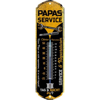LANOLU Wandthermometer Papas Service 8x28cm Retro Werkstatt Deko