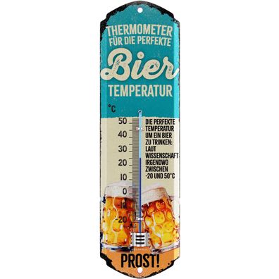 LANOLU Wandthermometer Bier Temperatur 8x28cm Retro Bar Deko Thermometer