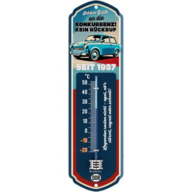 LANOLU Wandthermometer Trabant 8x28cm DDR Retro Vintage Deko Thermometer