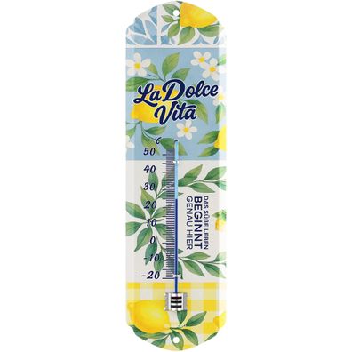 LANOLU Wandthermometer La Dolce Vita 8x28cm Retro Italien Deko Thermometer