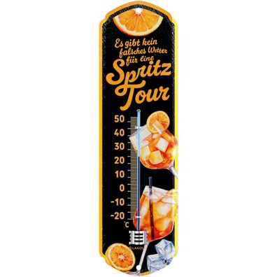 LANOLU Wandthermometer Falsches Wetter für Spritz Tour 8x28cm Retro Deko