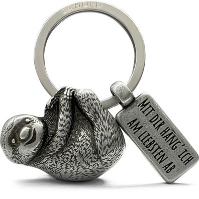 LANOLU Schlüsselanhänger Faultier Larry - Vintage Silber