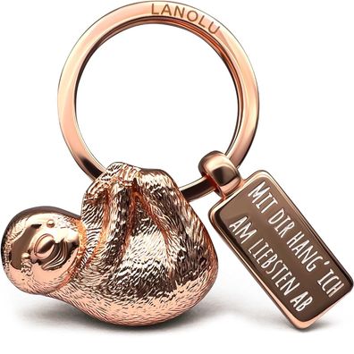 LANOLU Schlüsselanhänger Faultier Larry - Roségold