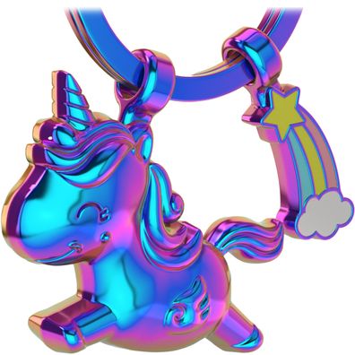 LANOLU Schlüsselanhänger Einhorn Schnuppi - Regenbogen
