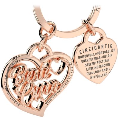 LANOLU Schlüsselanhänger "Beste Oma" Herz - Roségold