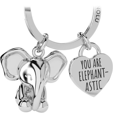 LANOLU Schlüsselanhänger Elefant "Rüsselmeister" - Silber
