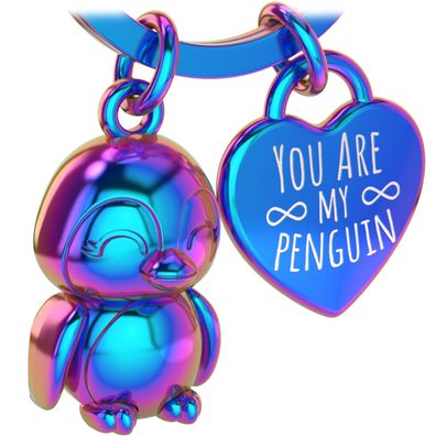 LANOLU Schlüsselanhänger Pinguin "Watschel" - Regenbogen