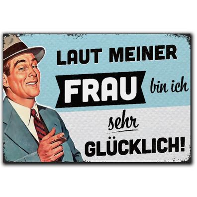 LANOLU Fotomagnet Laut meiner Frau glücklich - 8x5,5 cm
