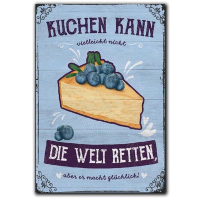 LANOLU Fotomagnet Kuchen, Welt retten, glücklich - 8x5,5 cm
