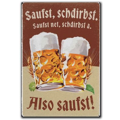 LANOLU Fotomagnet Saufst, stirbst. Saufst net, a - 8x5,5 cm