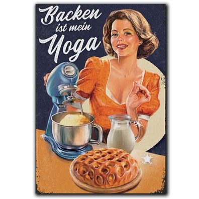 LANOLU Fotomagnet Backen ist mein Yoga - 8x5,5 cm