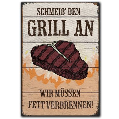 LANOLU Fotomagnet Grill an Fett verbrennen - 8x5,5 cm