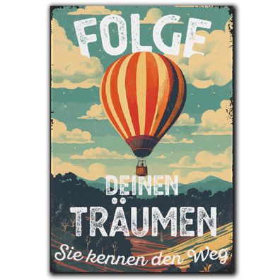 LANOLU Fotomagnet "Folge deinen Träumen Heißluftballon" - 8 x 5,5 cm