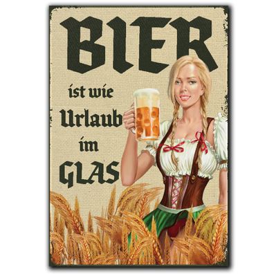 LANOLU Fotomagnet "Bier ist wie Urlaub im Glas" - 8 x 5,5 cm