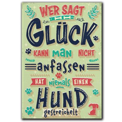 LANOLU Fotomagnet "Glück Hund gestreichelt" - 8 x 5,5 cm