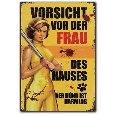 LANOLU Fotomagnet "Vorsicht vor der Frau des Hauses" - 8 x 5,5 cm