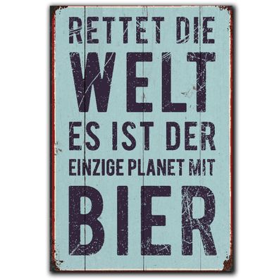 LANOLU Fotomagnet "Rettet die Welt, der einzige Planet mit Bier" - 8 x 5,5 cm