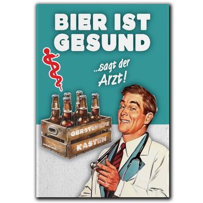 LANOLU Fotomagnet Bier ist gesund sagt der Arzt - 8 x 5,5 cm