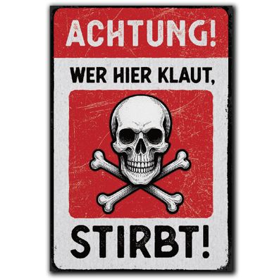 LANOLU Fotomagnet Achtung Wer hier klaut, stribt! 8 x 5,5 cm
