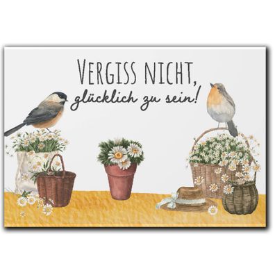 LANOLU Fotomagnet Vergiss nicht glücklich zu sein 8 x 5,5 cm