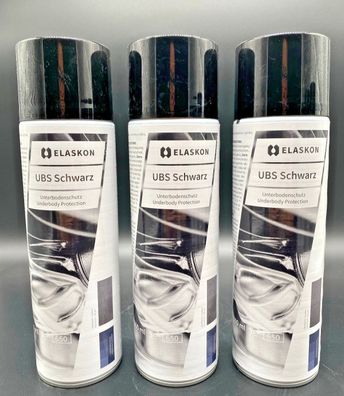 3x Elaskon Unterbodenschutz UBS schwarz 500ml Spray Wachsbasis Rostschutz