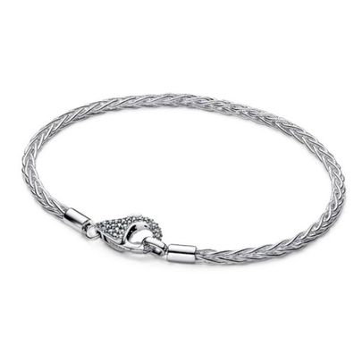 Armband 18 cm - Silber - Fuchsschwanz Pavé Schloss