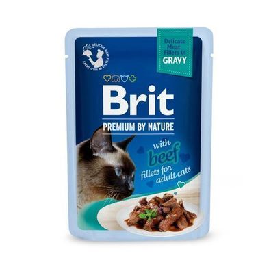 6 * Brit Premium Cat Pouch – Fischfilets mit Rindfleisch 85 g in Soße