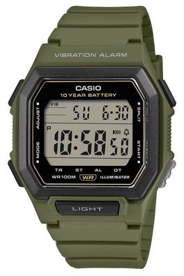Casio Digital-Uhr für Herren Dualzeit Khaki W-738H-3AVEF