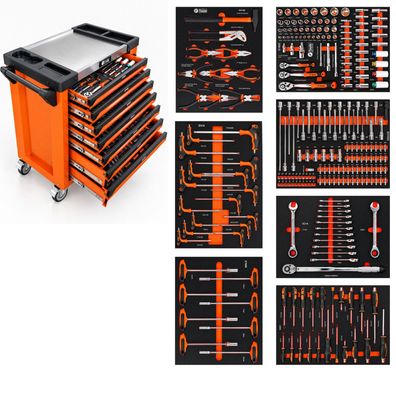 F-Tools ToolCar Werkstattwagen | 7 volle Schubladen | Seitlicher Stauraum