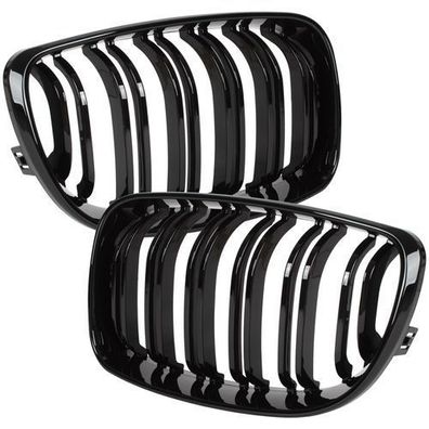 Nieren Kühlergrill Set L+R Doppelsteg Schwarz Glanz für BMW