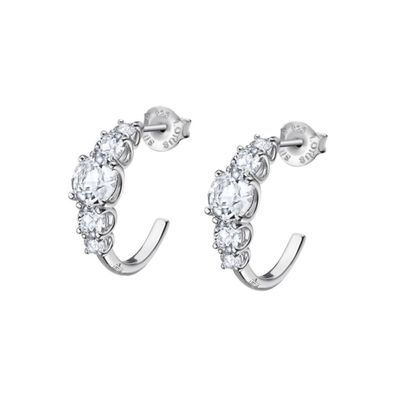 Glittering silver earrings rings with clear zircons LP2012-4 / 2