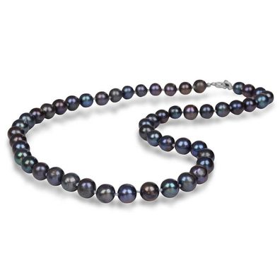 Necklace with genuine metallic blue pearls JL0265