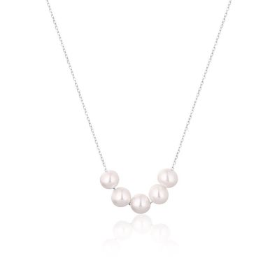Fine silver necklace with genuine river pearls JL0782