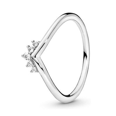 Silberner Ring mit Strasssteinen - Kreislauf: 54 mm