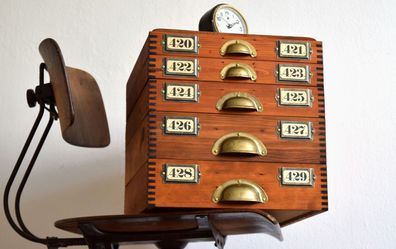 Set 5x Kiste mit Deckel Holz Antik Apotheker Vintage Kasten Alt Sortierkiste dunkel