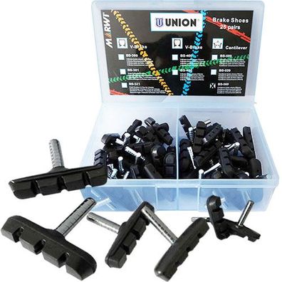 Bremsschuh Union, Cantilever, symm, schwarz, 55 mm, 25 Paar in Karton, Marwi, 431560