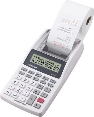 Sharp Druckender Mini-Tischrechner EL-1611V (großes 12-stelliges LCD Display, schwarz