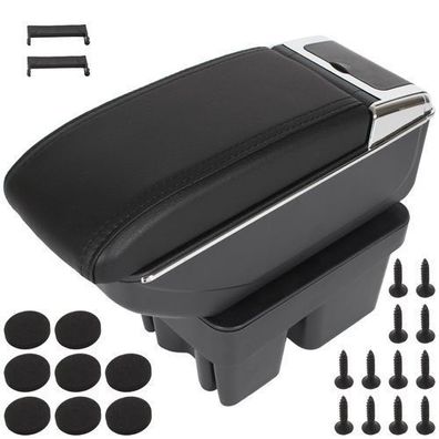 VW Golf VII 12-20 Armlehne mit Ablagefach Schwarzes ECO-LEDER + Montagesatz