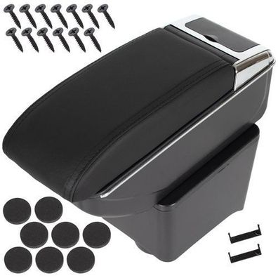 VW Polo 9N 01-09 Armlehne mit Ablagefach, schwarzes Öko-Leder + Montagesatz